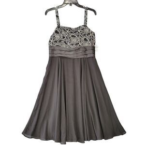 Jessica Howard Formal Black Midi Dress NEW $93 Stretch Sleeveless Sequin Women 8